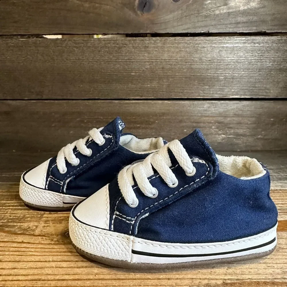 Baby Converse CTAS Navy Blue Canvas Casual Comfort Slip On Sneakers Shoes Size 3